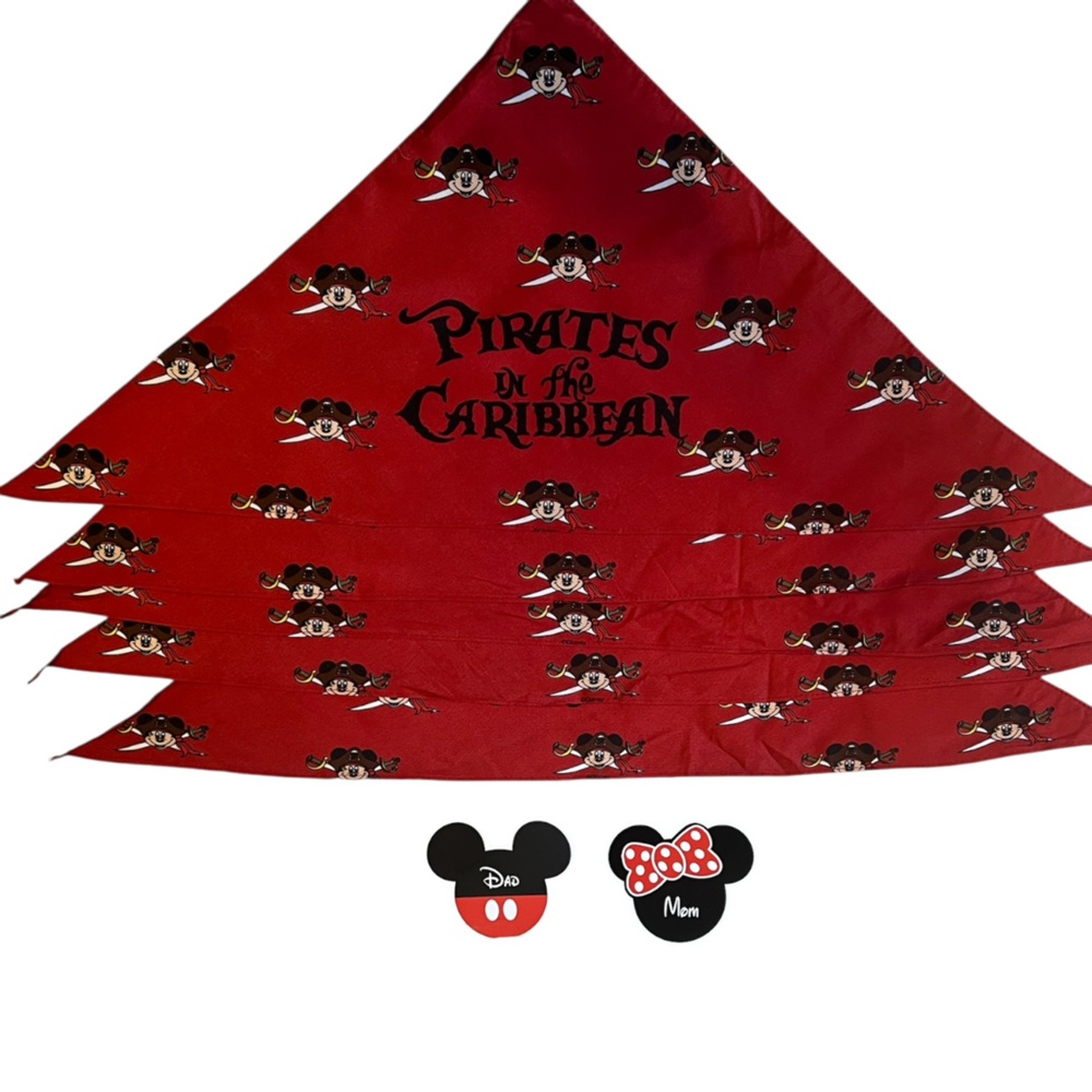 Pirates of the Caribbean Red Bandana Set with BONUS mom & Dad door Magnet